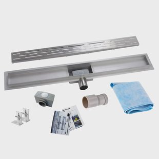 RVS Douchegoot flens met uitneembaar sifon 120x7cm 6,7cm diep STANDAARD ROOSTER