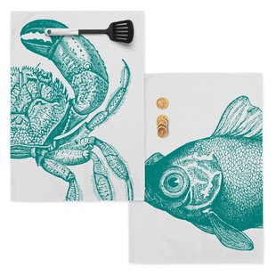 Set van 2 theedoeken Blue Sea | Happy Friday