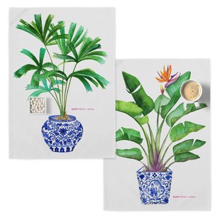 Set van 2 theedoeken Porcelain | Happy Friday