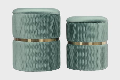 Set van 2 poefs Milas velvet | InStyle Look by Kayoom