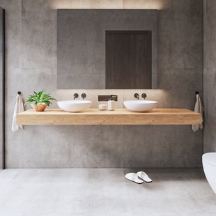 Wastafelblad Gliss Design Topdek 180x46 cm Ruw Gerookt Incl. 4 Ophangbeugels