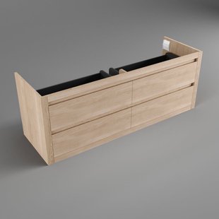 Forzalaqua Gela 2.0 Onderkast 140x51x50cm met 4 Lades Greeploos Charcoal Massief Eiken