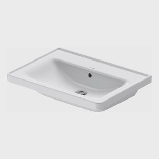 Wastafel Duravit D-Neo Met Rand Overloop Kraanvlak Zonder Kraangat 65 cm Hoogglans Wit