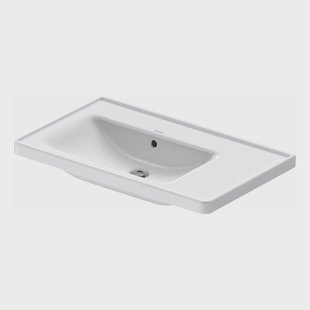 Wastafel Duravit D-Neo Rand Overloop Kraanvlak 1 Kraangat 80 cm Hoogglans Wit Links