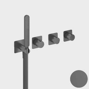 Inbouw Thermostaatkraan Hotbath Gal Voor Bad en Douche met 2 Stopkranen Zonder Uitloop Geborsteld Gunmetal PVD