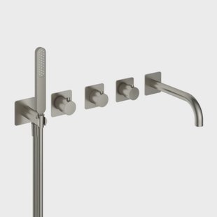 Inbouw Badkraan Hotbath Gal Thermostaatkraan met 2 Stopkranen en Uitloop Geborsteld Nikkel PVD