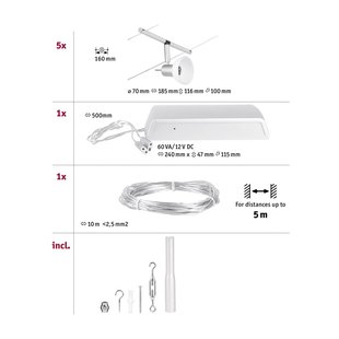 Paulmann Wire Sheela kabelsysteem, 5 m, chroom