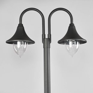 Lindby Madea buitenlamp, grijs, 2-lamps, 212 cm, E27, IP44