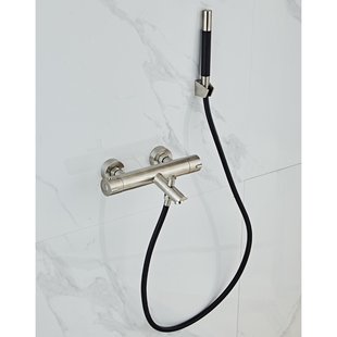 Opbouw Badkraan Alento Exclusive Pro Thermostatisch met Mat Zwarte Handdoucheset