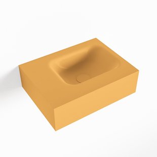 MONDIAZ LEX Ocher vrijhangende solid surface wastafel 40cm. Positie wasbak rechts