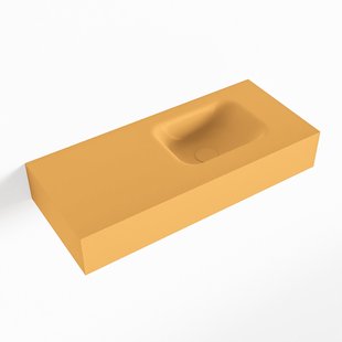 MONDIAZ LEX Ocher vrijhangende solid surface wastafel 70cm. Positie wasbak rechts