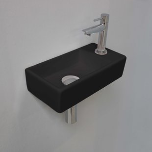 Fonteinset INK Versus 36x18x9cm Porselein Mat Zwart Met Kraangat Rechts Chroom