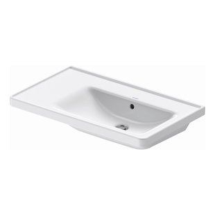 Wastafel Duravit D-Neo Rand Overloop Kraanvlak 1 Kraangat 80 cm Hoogglans Wit Wasbak Rechts