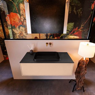 Badkamermeubelset Mondiaz Erin 100 cm met 1 Lade met RIDGE Wastafel Midden Urban Zonder Kraangaten Greeploos Mat Rosee