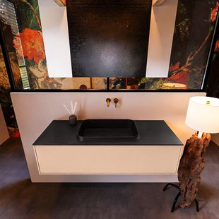 Badkamermeubelset Mondiaz Erin 120 cm met 1 Lade met RIDGE Wastafel Midden Urban Zonder Kraangaten Greeploos Mat Rosee