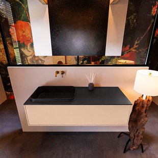 Badkamermeubelset Mondiaz Erin 120 cm met 1 Lade met RIDGE Wastafel Links Urban Zonder Kraangaten Greeploos Mat Rosee