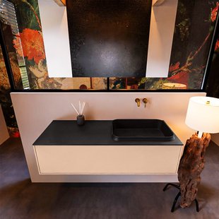 Badkamermeubelset Mondiaz Erin 120 cm met 1 Lade met RIDGE Wastafel Rechts Urban Zonder Kraangaten Greeploos Mat Rosee