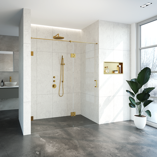 Nisdeur Compleet Just Creating Profielloos 2-Delig (Draaideur Bevestigd op Inloopwand) 170x200 cm 100/70 Goud