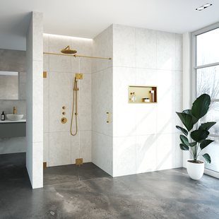 Nisdeur Compleet Just Creating Profielloos 2-Delig (Draaideur Bevestigd op Inloopwand) 120x200 cm 60/60 Goud