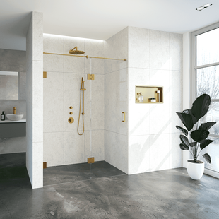 Nisdeur Compleet Just Creating Profielloos 2-Delig (Draaideur Bevestigd op Inloopwand) 150x200 cm 80/70 Goud