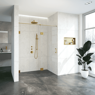 Nisdeur Compleet Just Creating Profielloos 2-Delig (Draaideur Bevestigd op Inloopwand) 160x200 cm 90/70 Goud