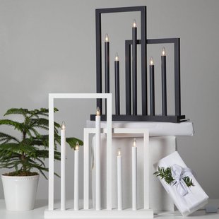 STAR TRADING Houten raam kandelaar Frame, 5-lamps, donkergrijs