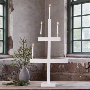 STAR TRADING Raam kandelaar Storm 5-lamps 118 cm wit