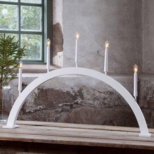 STAR TRADING Raam kandelaar Storm 5-lamps 59 cm wit