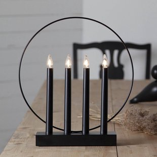 STAR TRADING Raam kandelaar Glossy, ring, 4-lamps, zwart