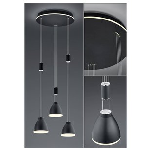 HELL LED hanglamp Leni, 3-lamps, rond, zwart