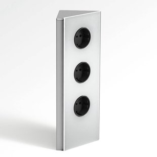 Evotec Roestvrijstalen stekkerdoos Power, 3-voudig, driehoekig