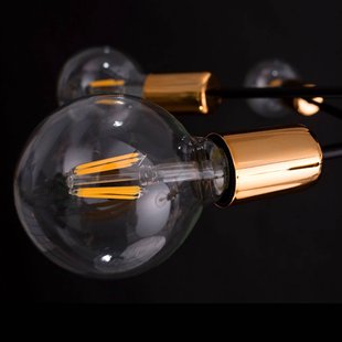 EMIBIG LIGHTING Hanglamp Bravo 6-lamps met koperen details, zwart