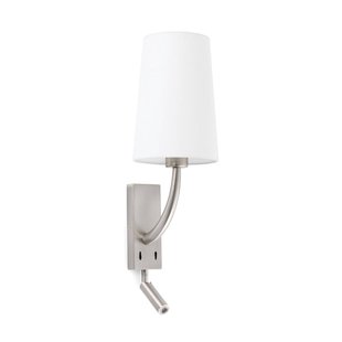 FARO BARCELONA Rem wandlamp met LED leeslamp, wit/nikkel