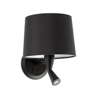 FARO BARCELONA Conga wandlamp met LED leeslamp, zwart