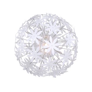 Globo Hanglamp Stella van kunststof bloemen, wit