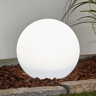 Lindby LED lamp op zonne-energie Lago, Ø 25 cm, bol, grondpin, wit
