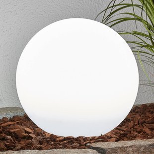 Lindby LED lamp op zonne-energie Lago, Ø 30 cm, bol, grondpin, wit Lindby LED lamp op zonne-energie Lago, Ø 30 cm, bol, grondpin, wit