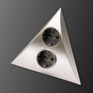 Hera Stopcontactcombinatie Luxor roestvrij staal 2 stopcontacten.