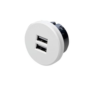 Hera USB-dubbele stekkerdoos, rond, wit