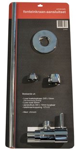 Riko Universele toiletkraan-aansluitset in blister geb.staal