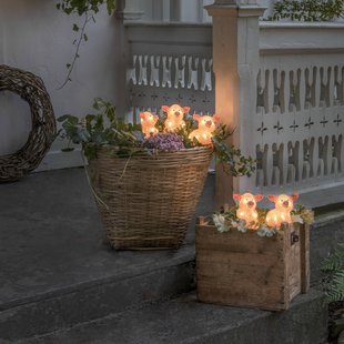 Konstsmide Season LED-lichtfiguurtje varken, set van 5 als ketting, roze