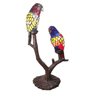 Clayre&Eef Sfeerlamp 6017, twee papagaaien, Tiffany-design