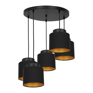 Luminex Hanglamp Soho cilindrisch rond 5-lamps zwart/goud
