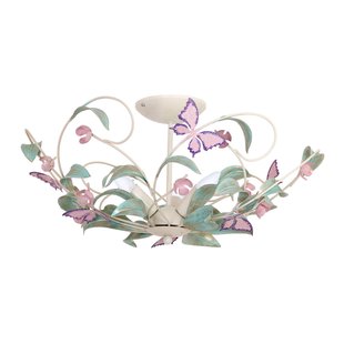 Luminex Plafondlamp BUTTERFLY, crème/groen/rosé, roestvrij staal, 3-lamps