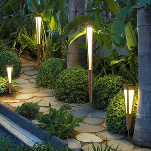 Les Jardins Tecka LED-zonnezaklamp met sensor, 52 cm, teakhout