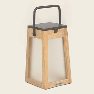 Les Jardins LED solarlantaarn Tecka draagbaar, teak 25 cm