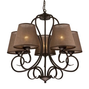 Lamkur Kroonluchter Midgrad, 5-lamps, bruin