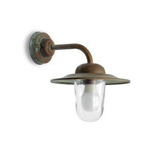 Moretti Luce Casale buitenwandlamp, messing, glas, IP44, projectie 30 cm