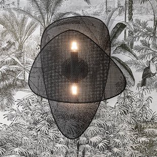 MARKET SET Wandlamp Screen, 77 cm hoog, zwart, rotan MARKET SET Wandlamp Screen, 77 cm hoog, zwart, rotan