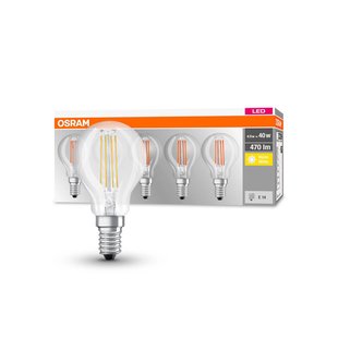 OSRAM LED lamp E14 P40 4W filament 827 470lm per 5 OSRAM LED lamp E14 P40 4W filament 827 470lm per 5